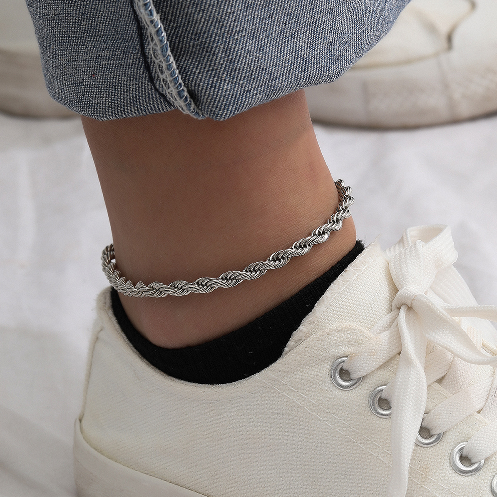 Stainless Steel Twisted Rope Anklet Jewels By Aqsa