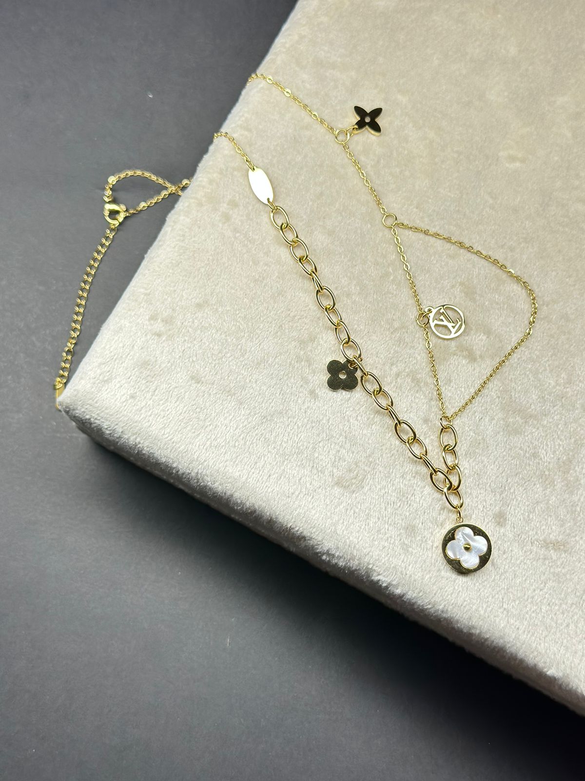 Louis Vuitton Style Enameled Fleur Long Layered Necklace | Little Luxuries  Designs